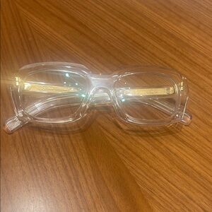 Clear Square Glasses with Gold Temples